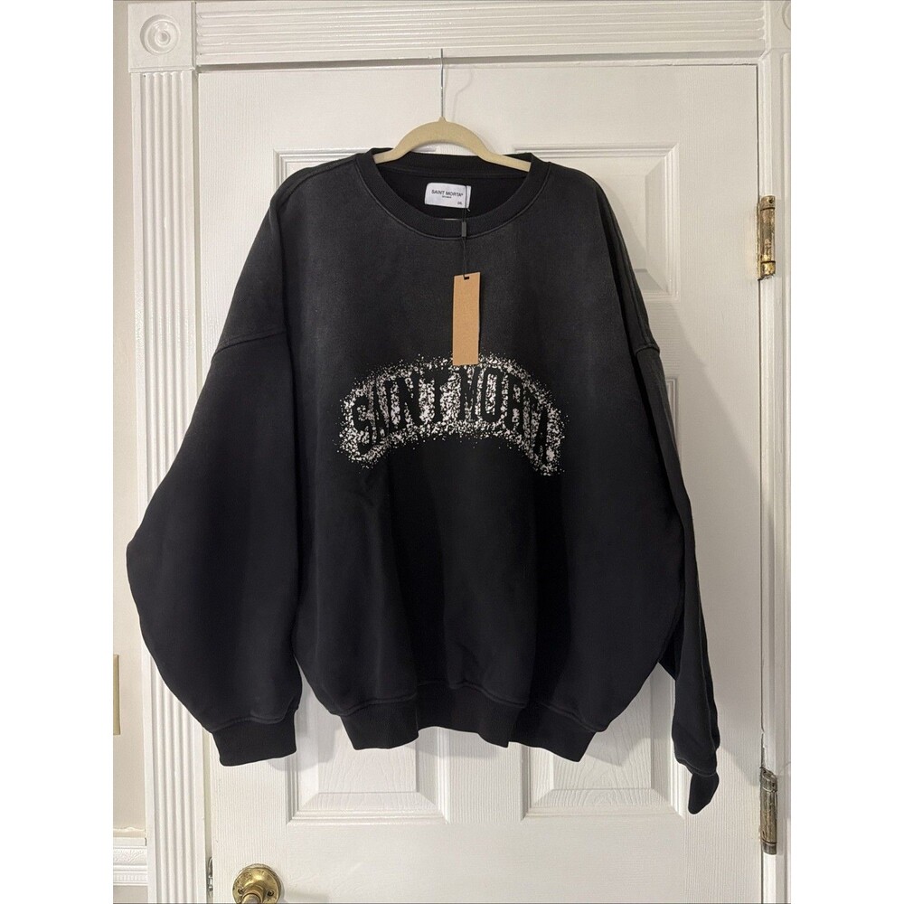 Saint Morta Spray Logo Crewneck Black 2XL